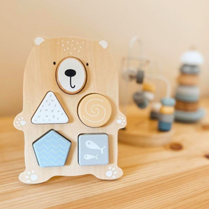 Set di giochi in legno - intreccio colorato, piramide di foche, selezionatore di orsetti