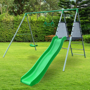 Parco giochi XXL per bambini in giardino con altalena, trapezio ginnico e scivolo