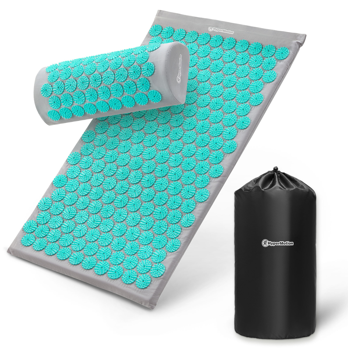Tappetino per agopressione con cuscino e fodera - 72 cm HyperMotion grigio-menta