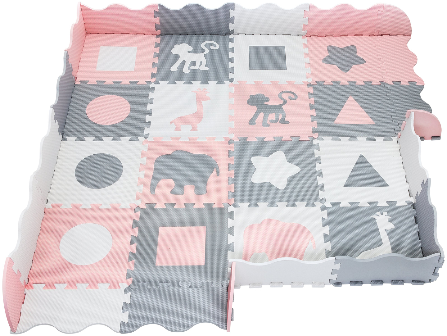 Tappetino in schiuma XL 150 x 150 x 1 cm con bordi - schiuma EVA - rosa