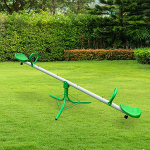 Altalena da giardino 2 in 1, trave di equilibrio per 2 persone con funzione carosello a 360 gradi