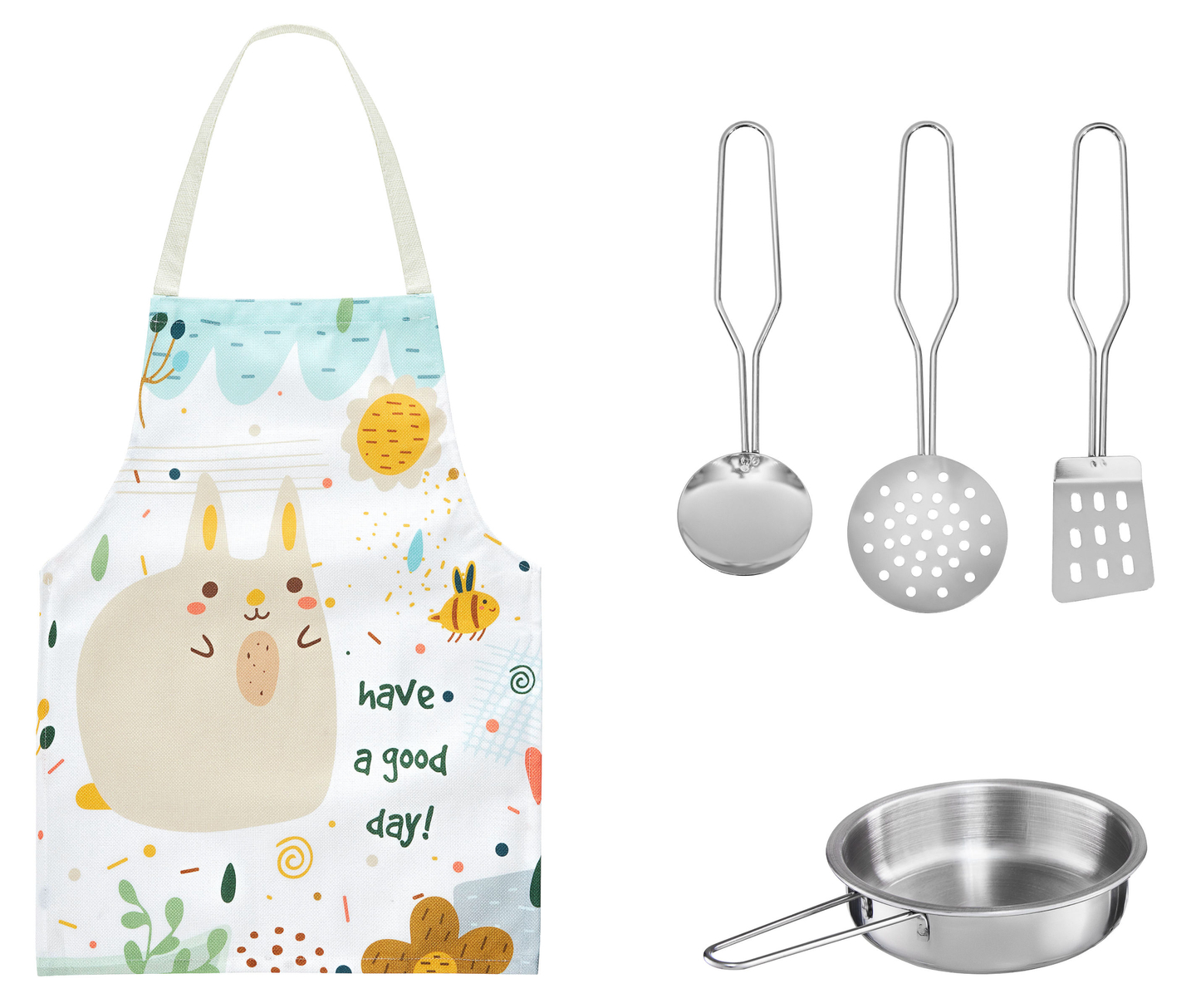 Cucina in legno bianco con grembiule, accessori e lampada LED