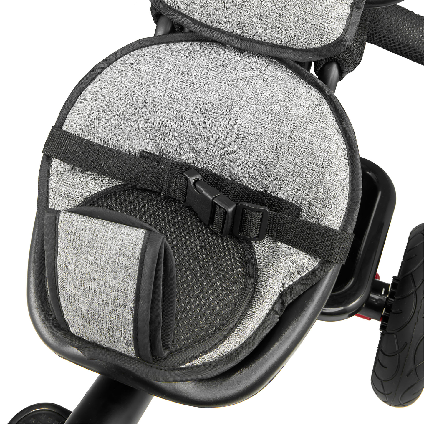 Triciclo per bambini 1-4 anni - TOBI FREY - colore grigio - girevole - ruote pompate + spingitore