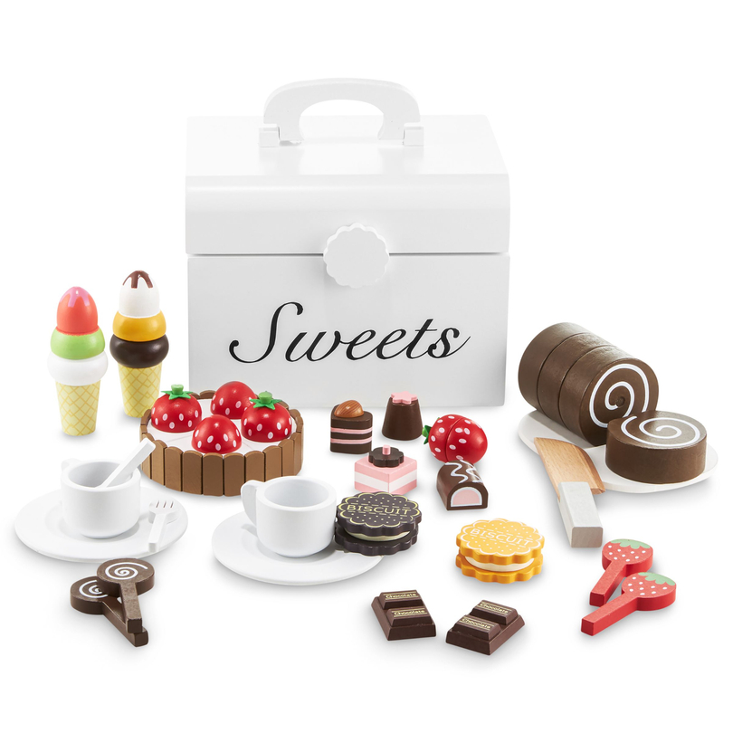 Scatola per caramelle da taglio in legno, negozio di dolci