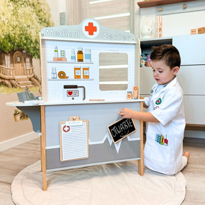 Ambulatorio medico in legno XXL - Set medico con accessori