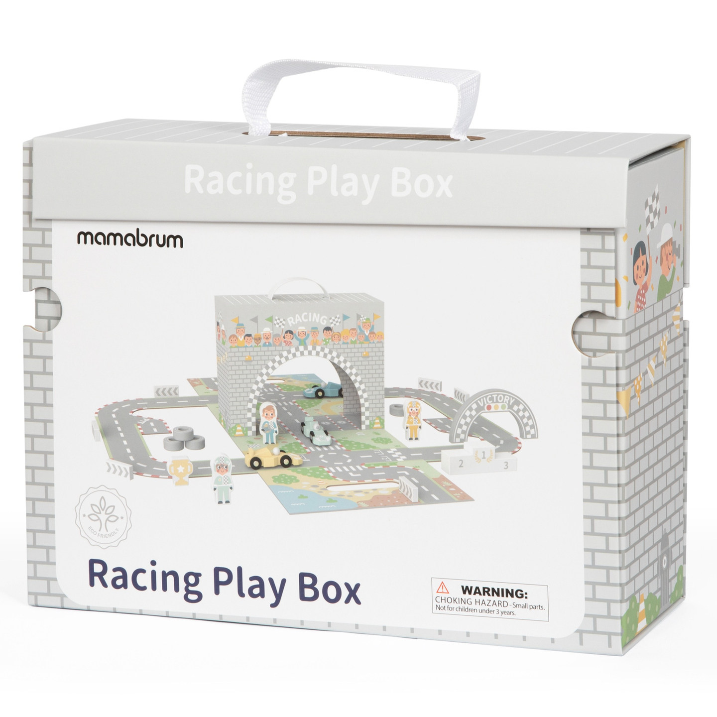 Valigia magnetica con pista, veicoli in legno e accessori stradali