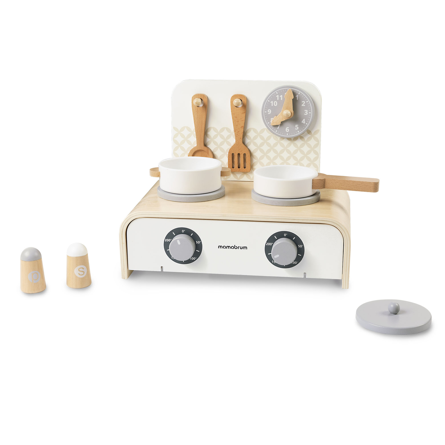 Mamabrum Cucina pieghevole in legno per bambini - Set con pentole, accessori da cucina e contenitori