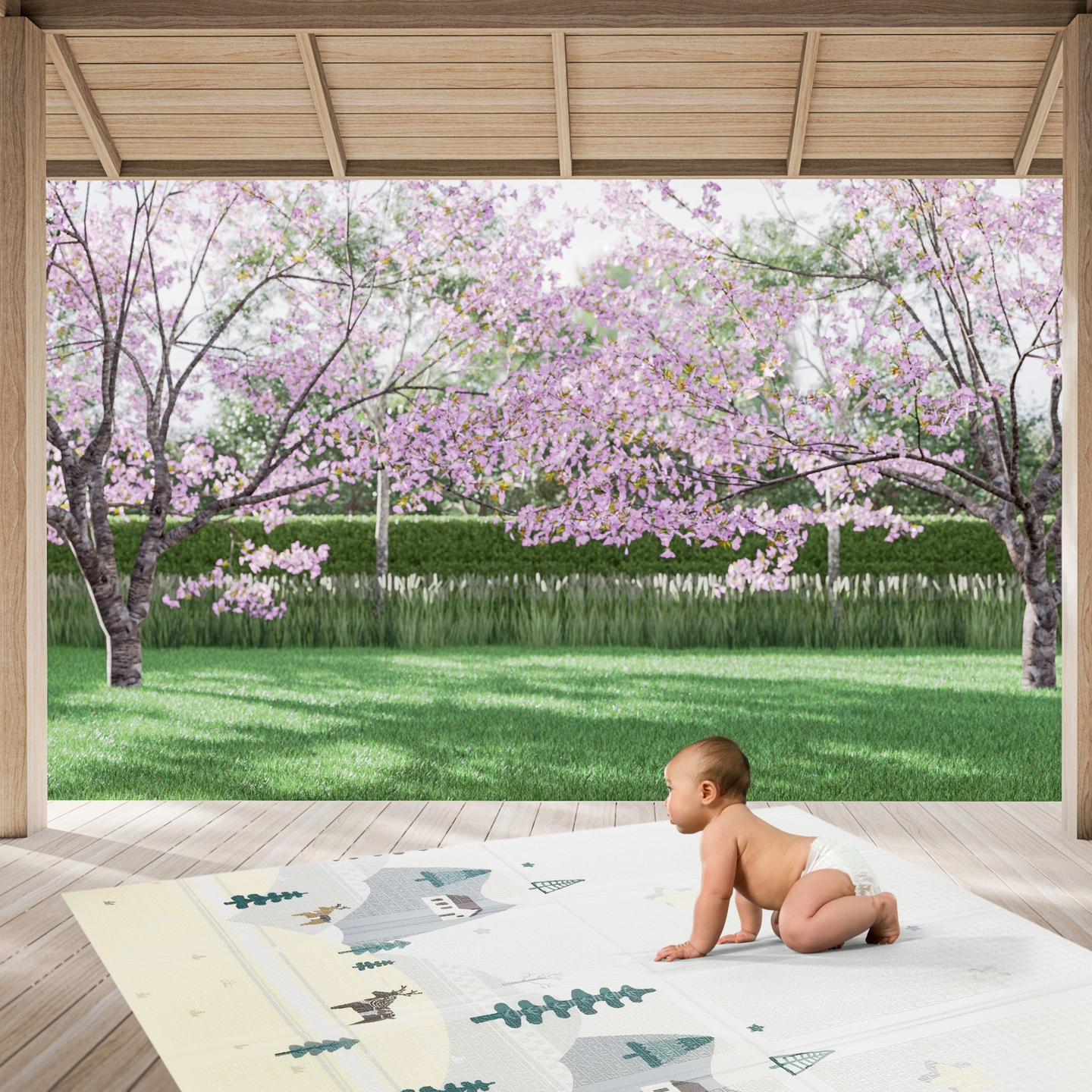 Tappetino in schiuma bifacciale XXL - pieghevole 1 CM (montagna e strada)