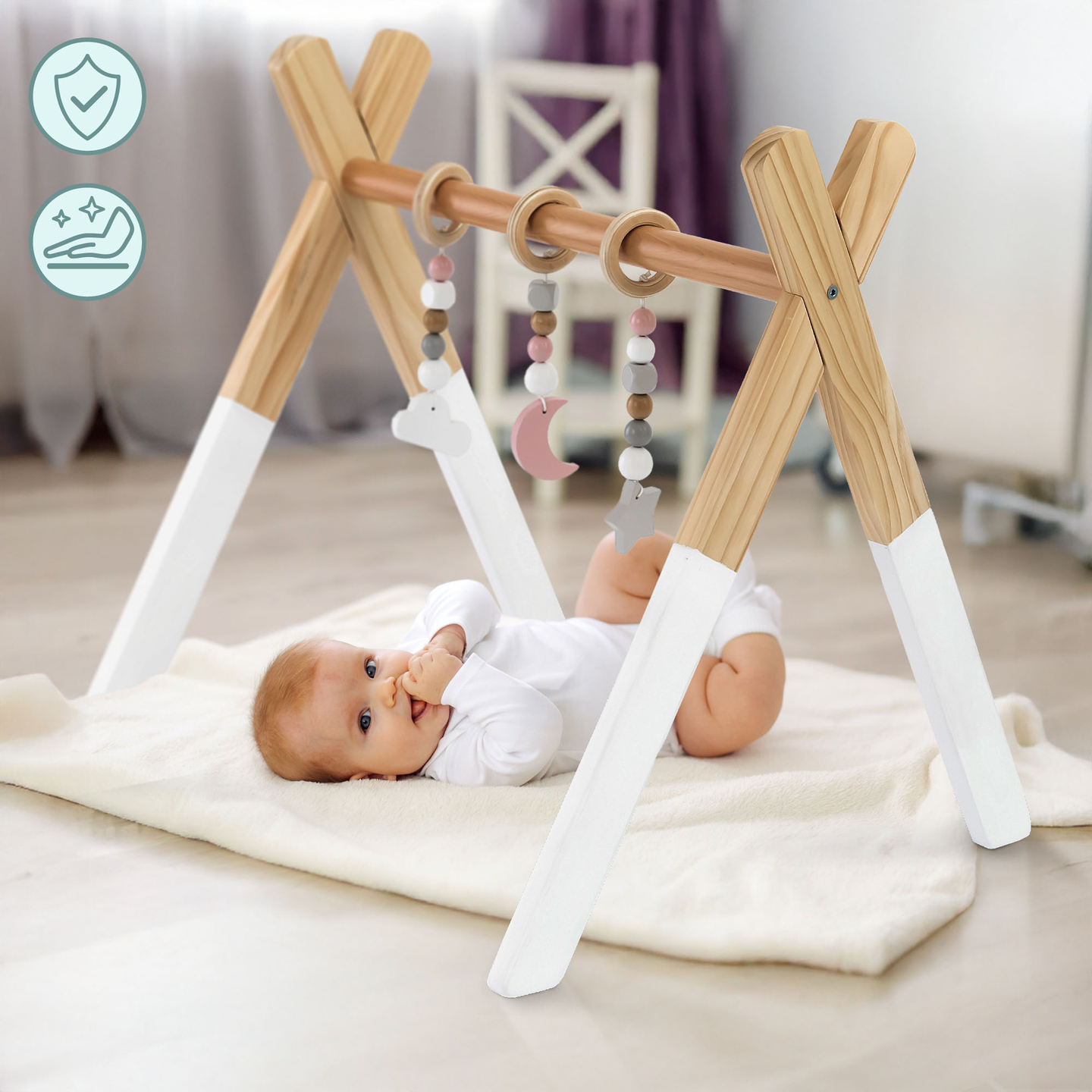 Baby Gym, stand educativo in legno - colore bianco