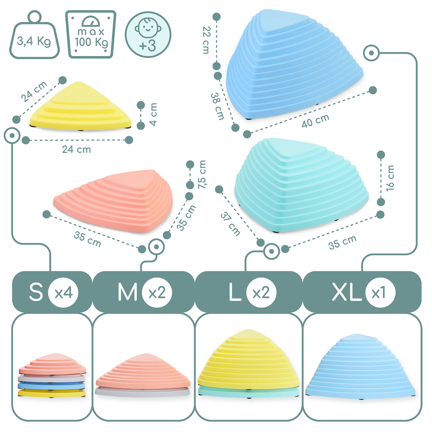 Pietre di bilanciamento colorate - 9 pezzi