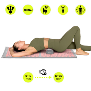 Tappetino per agopressione grande con cuscino e fodera - 130 cm HyperMotion grigio e rosa