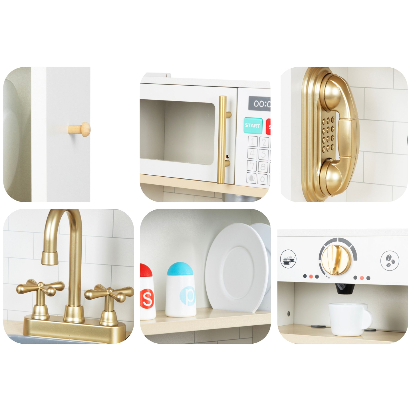 Cucina interattiva XXL in legno con accessori e illuminazione a LED - su due livelli