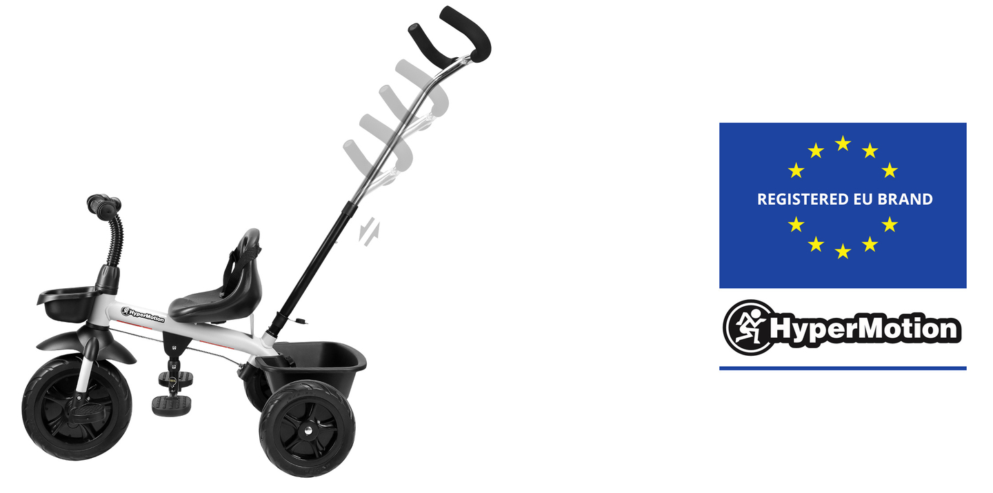 HyperMotion TOBI VECTOR triciclo - ruote gonfiabili eterne + barra di spinta. Colore: grigio chiaro.