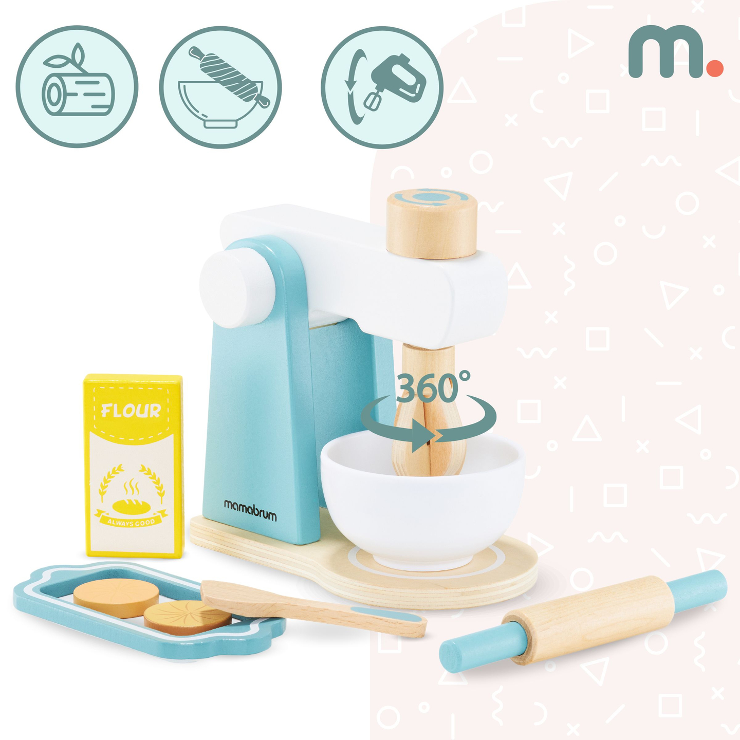 Miscelatore in legno con accessori