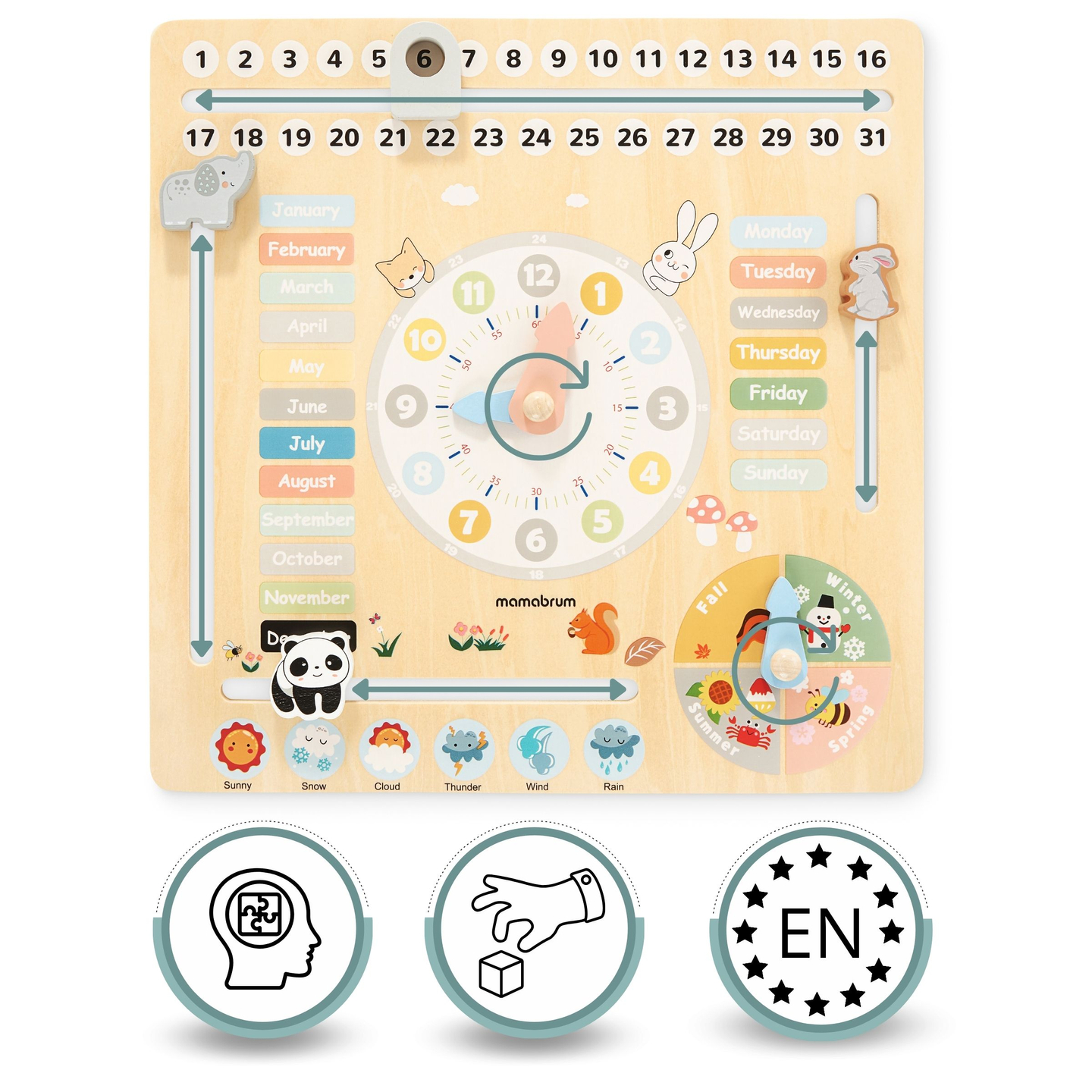 Calendario in legno per bambini 6in1