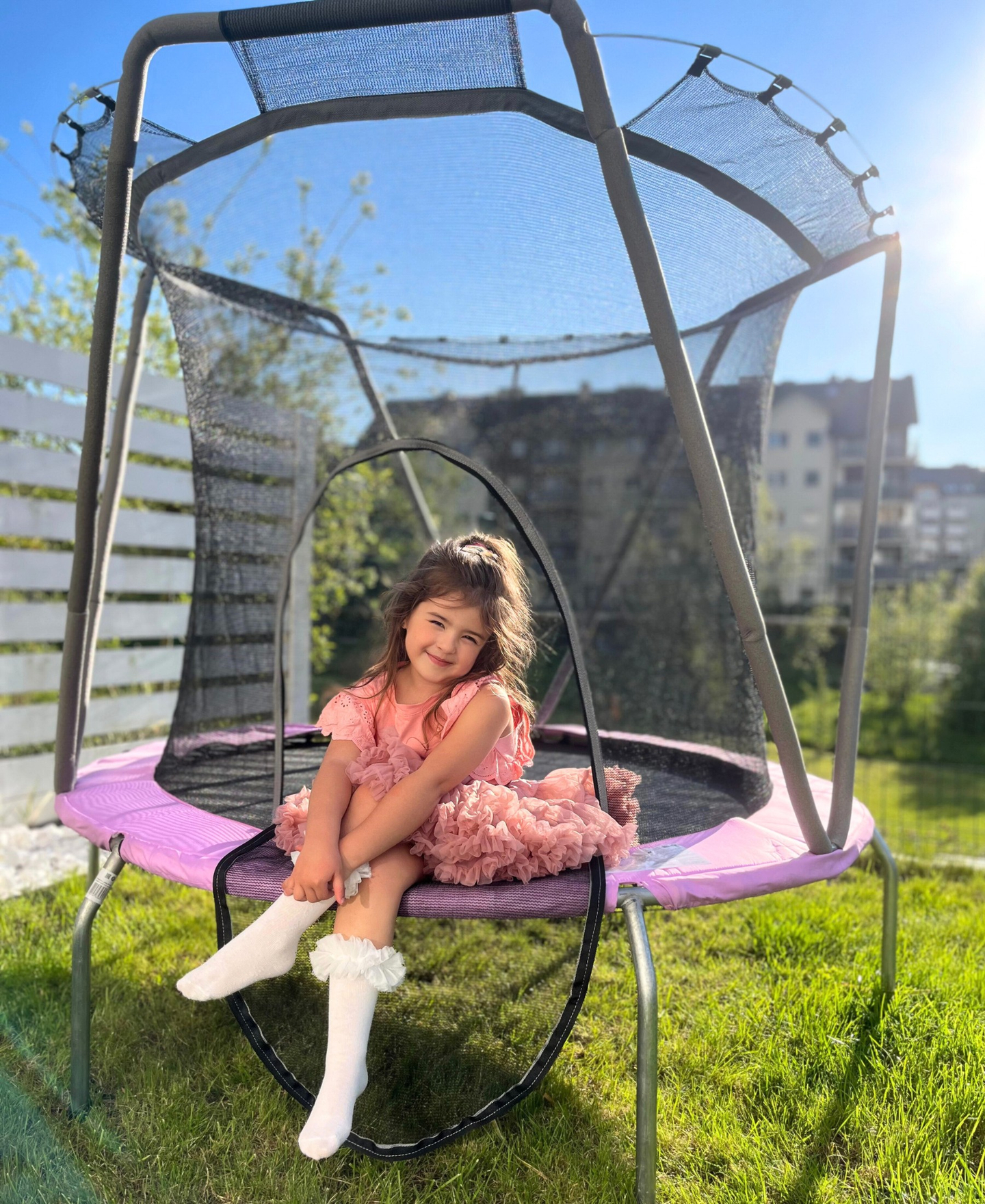 trampolino da 167 cm con rete di sicurezza - per bambini 3-8 anni - casa e giardino