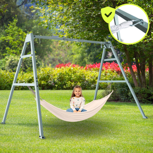 Altalena doppia con accessori - struttura in acciaio - nido di cicogna, dondolo e amaca