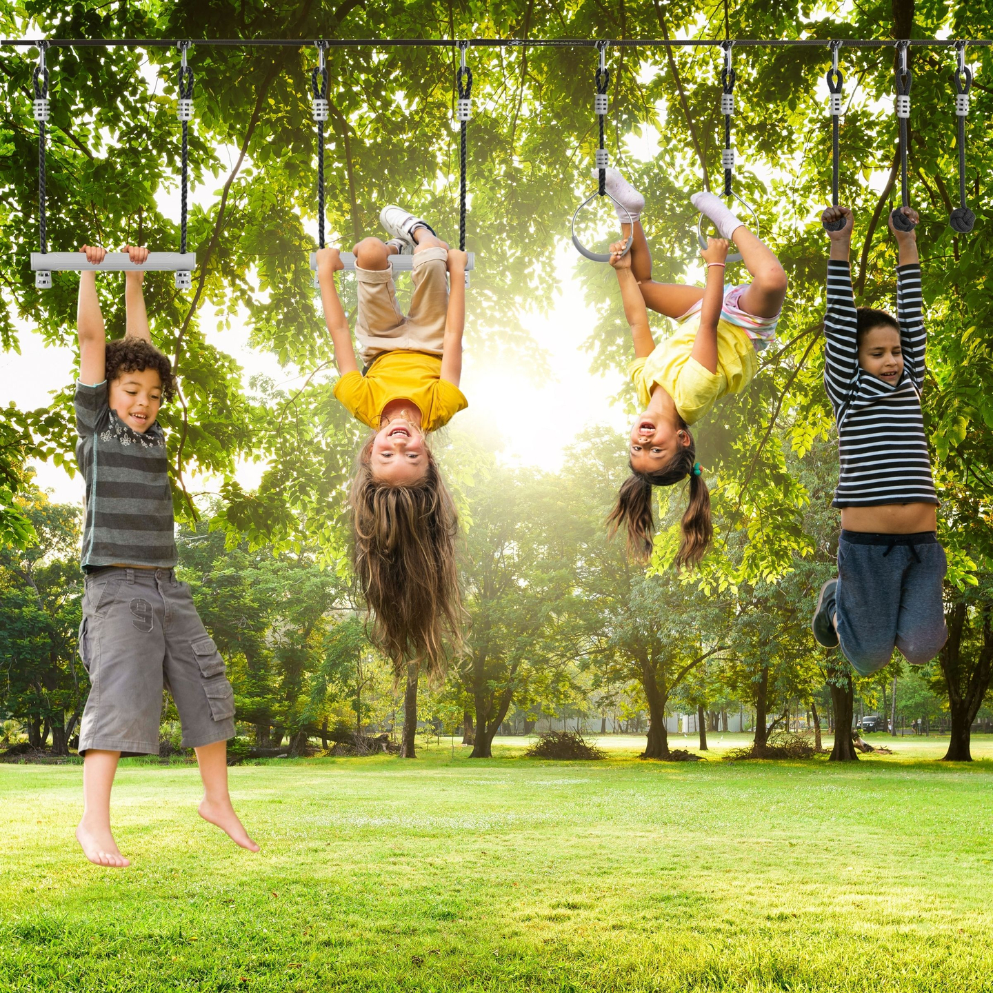 Percorso ad ostacoli Ninja per bambini - Set di slackline HyperMotion - 7 ostacoli