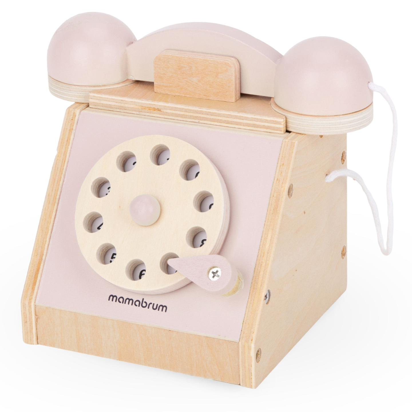 Telefono retrò in legno - rosa pastello