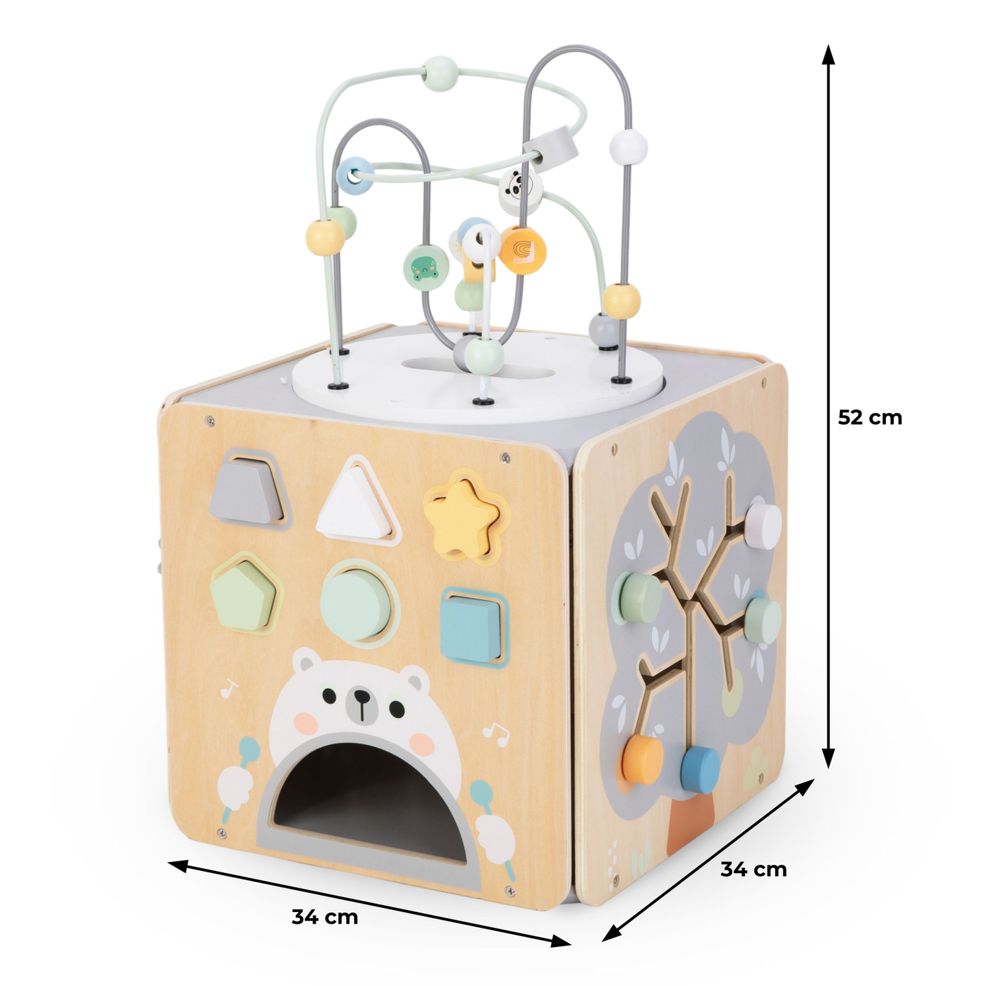 Cubo attività grande in legno con anello - Montessori