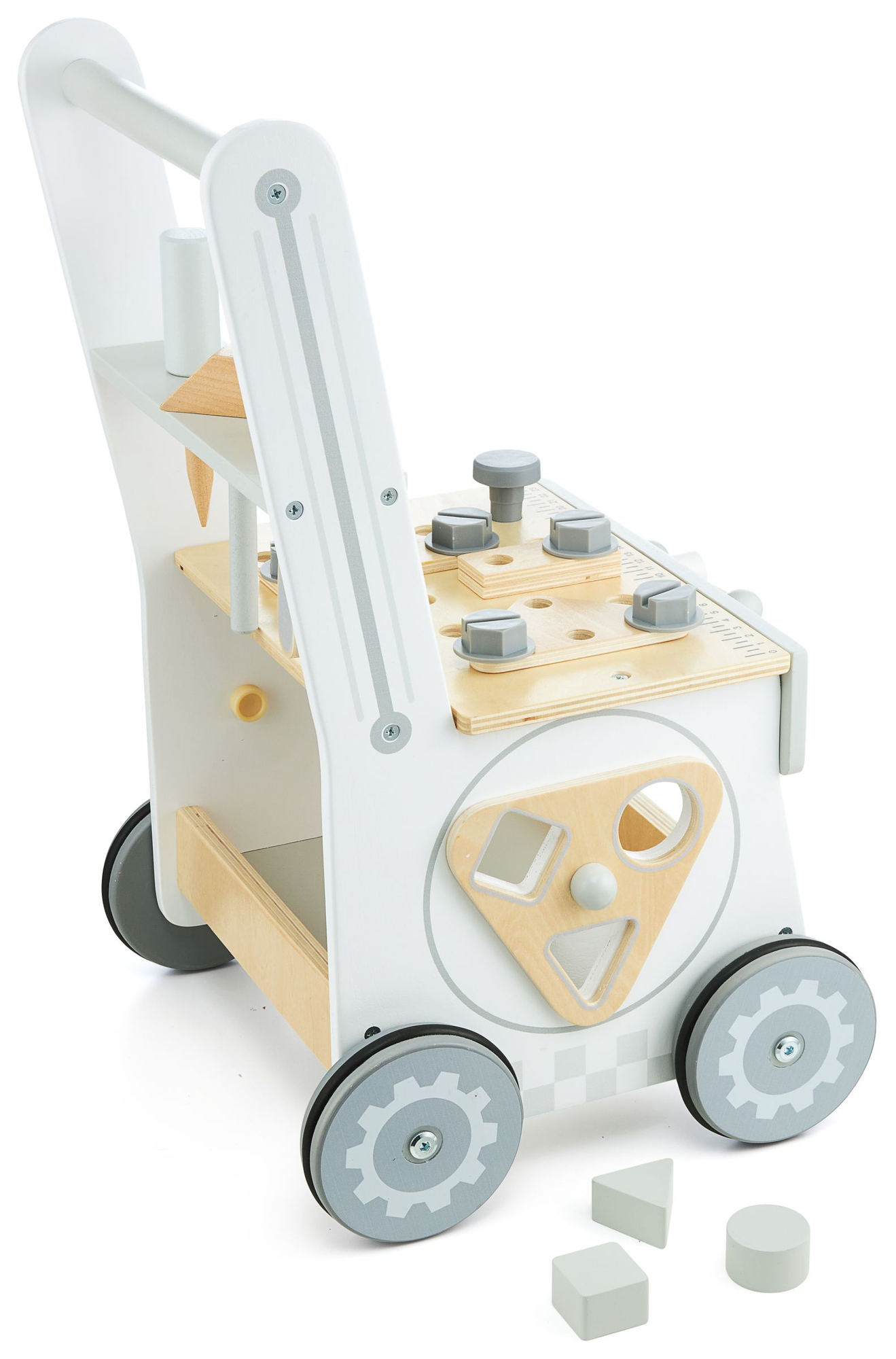 Deambulatore, spingitore e laboratorio in legno 3 in 1 - 47 elementi