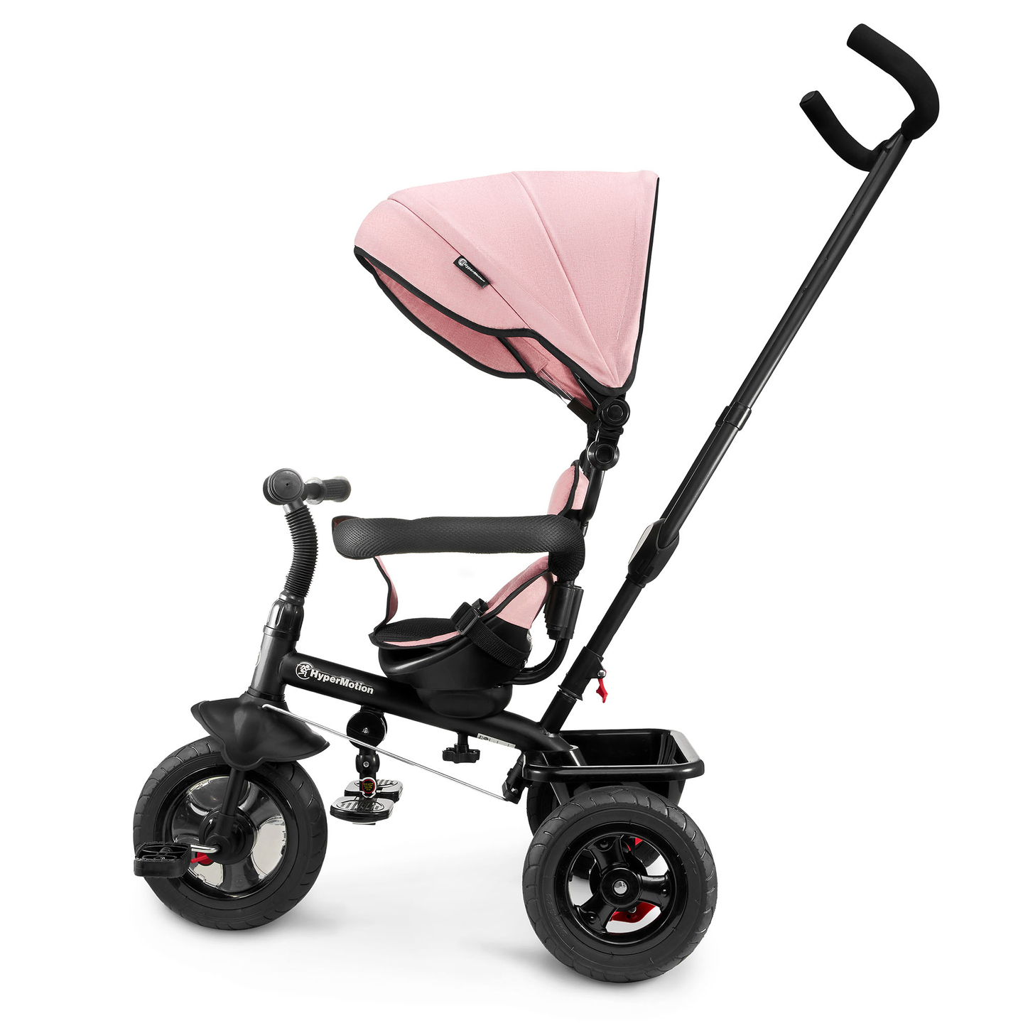Triciclo per bambini 1-4 anni - TOBI FREY - colore rosa - girevole - ruote pompate + spintore