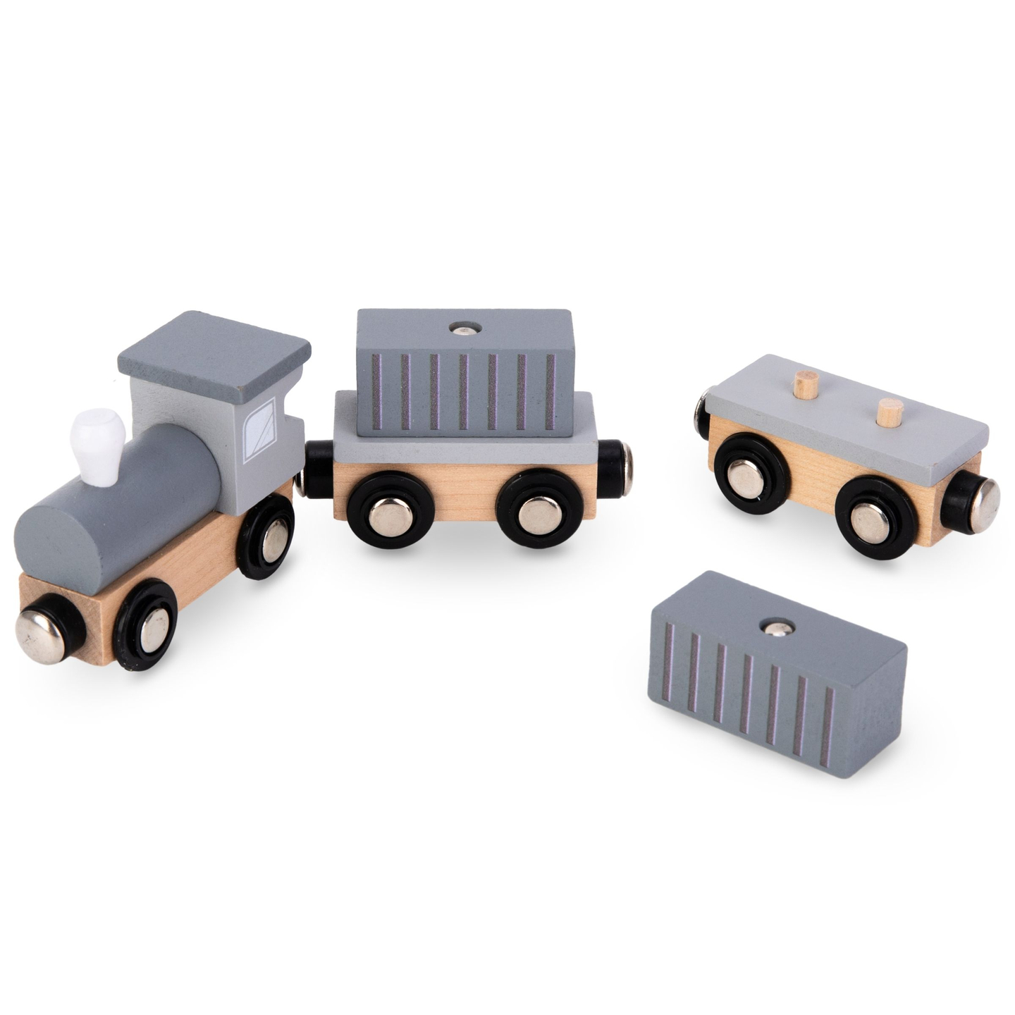 Gru portuale mobile con argano magnetico e accessori - set in legno