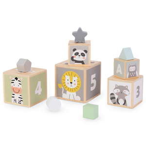 Torre di legno - smistatore di forme numeri alfabeto animali