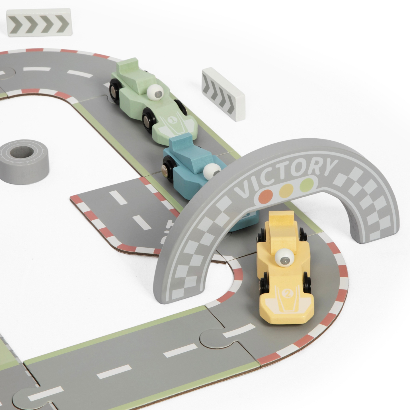 Valigia magnetica con pista, veicoli in legno e accessori stradali