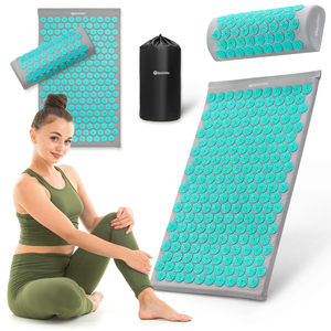 Tappetino per agopressione con cuscino e fodera - 72 cm HyperMotion grigio-menta