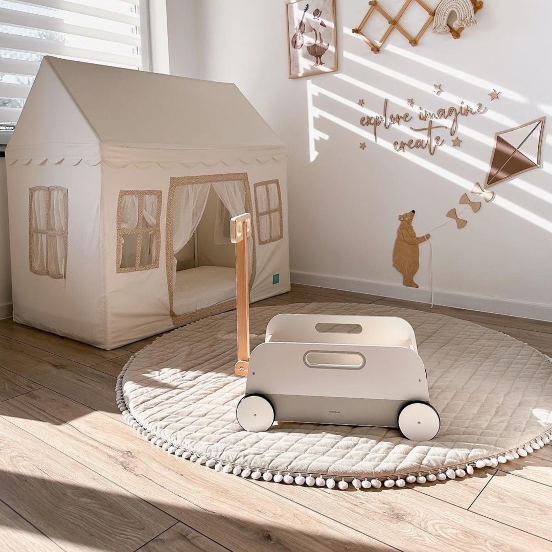 Carrello portagiochi in legno - rimorchio a traino