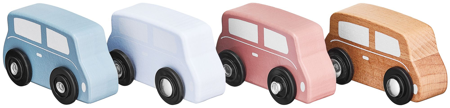 Camion-rimorchio in legno con 4 autovetture