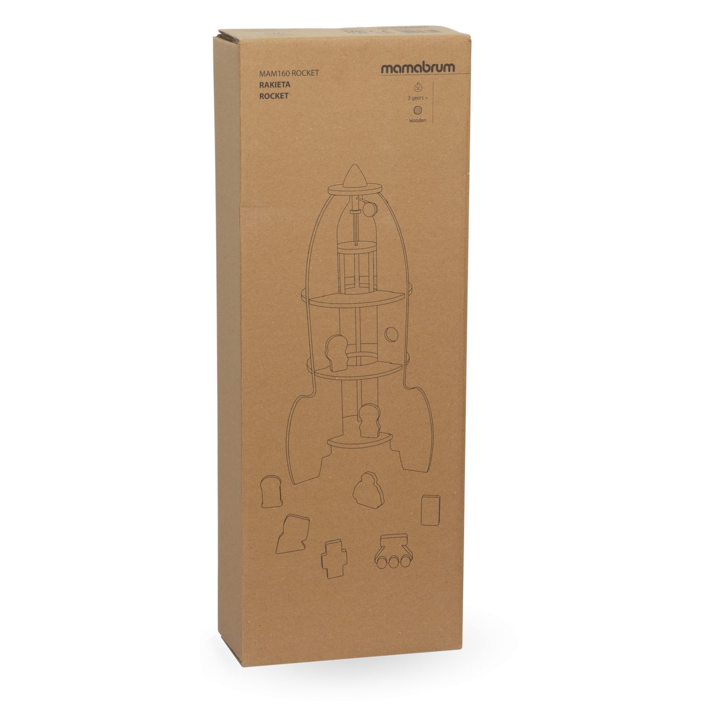Grande razzo spaziale in legno con ascensore e accessori - XXL