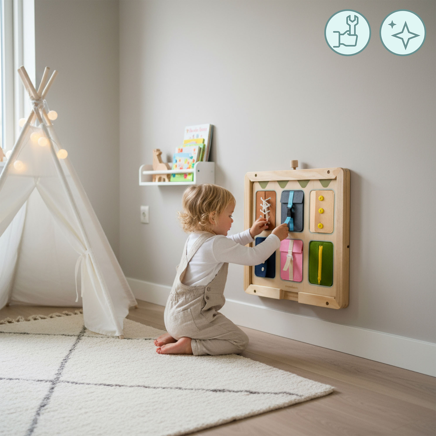 Cornice da parete in legno - per il montaggio delle lavagne didattiche Mamabrum