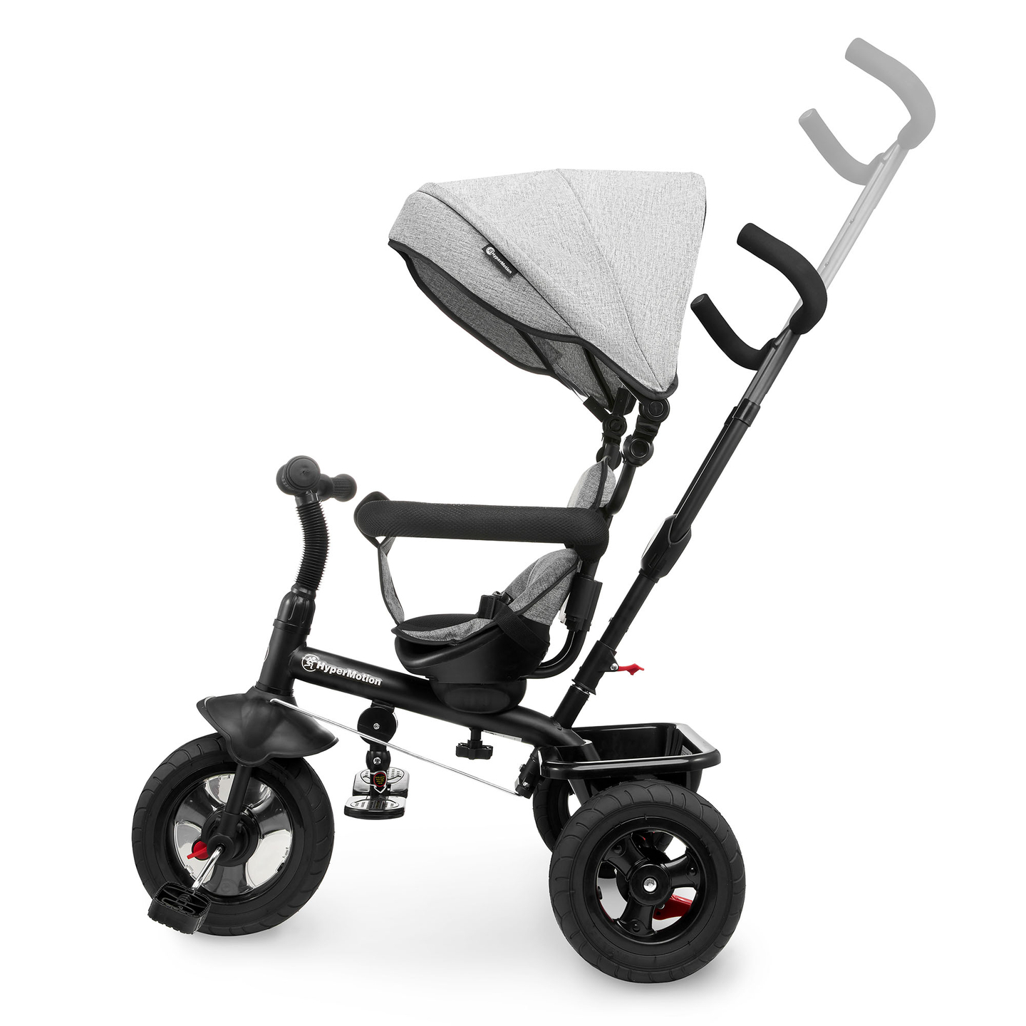Triciclo per bambini 1-4 anni - TOBI FREY - colore grigio - girevole - ruote pompate + spingitore