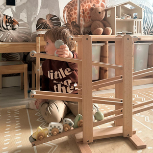 Ampio vicolo cieco in legno - scivolo con elementi rotanti