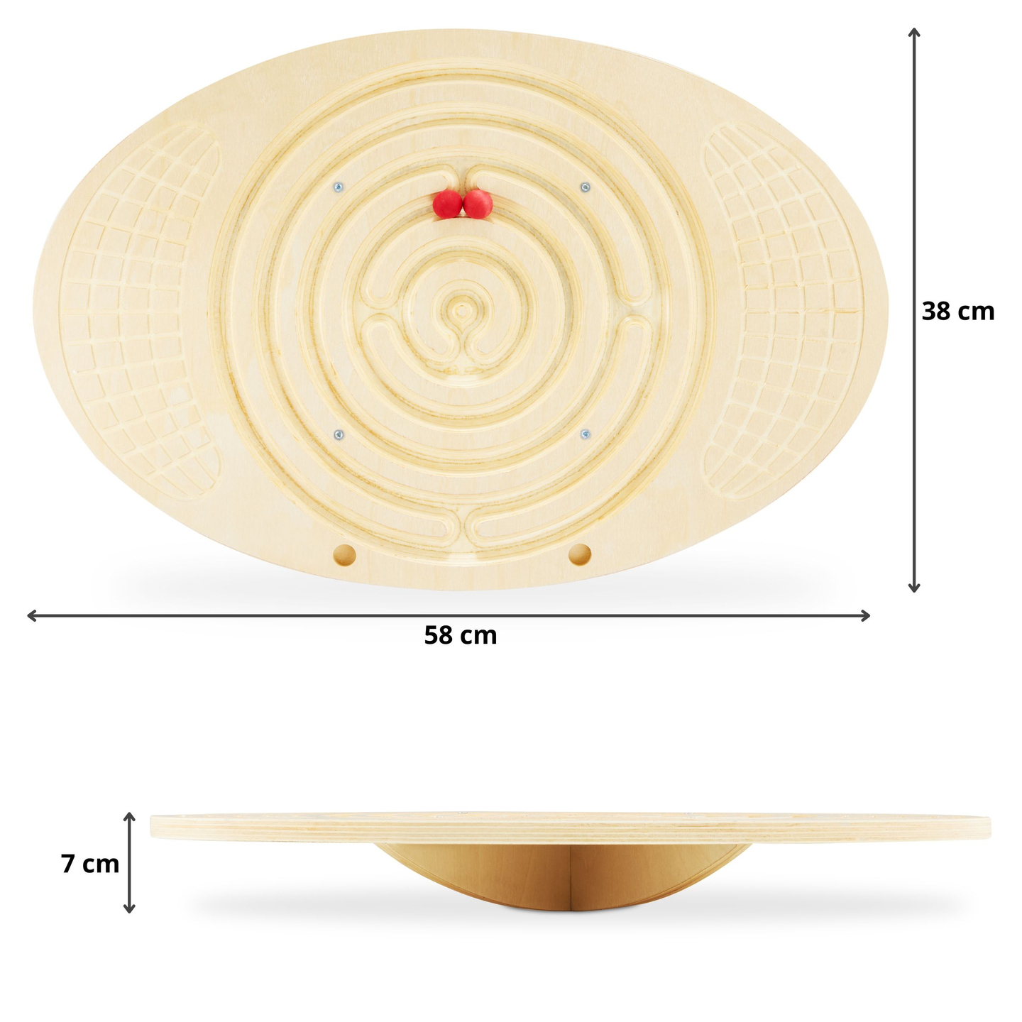 Tavola di equilibrio in legno con labirinto e palline - dondolo di equilibrio