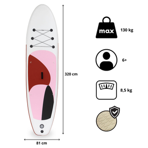 Tavola SUP gonfiabile Stand Up Paddle 320 cm con pagaia e sedile - HyperMotion WAVE BOOST PINK 320