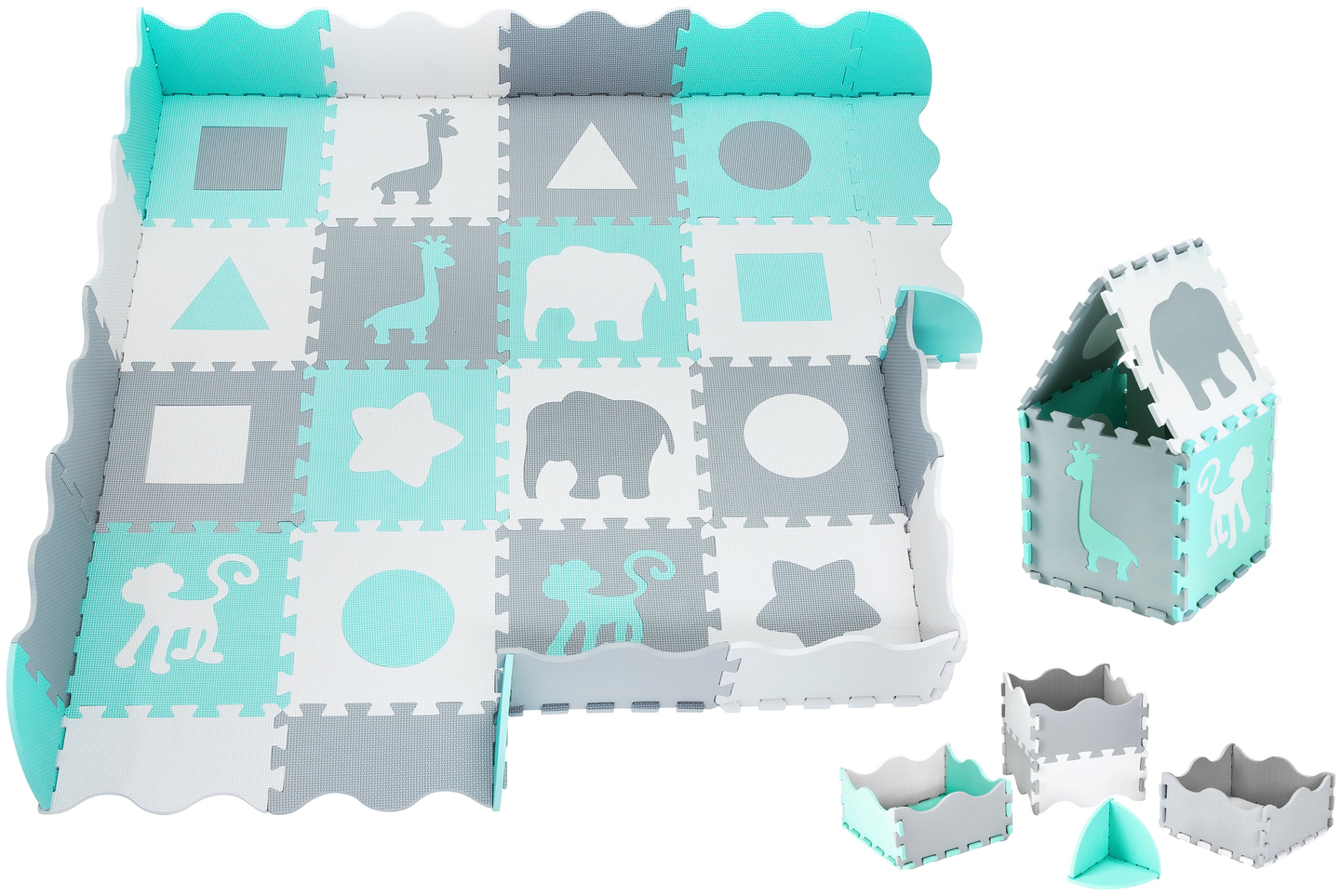 Tappetino in schiuma XL 150 x 150 x 1 cm con bordi - schiuma EVA - menta