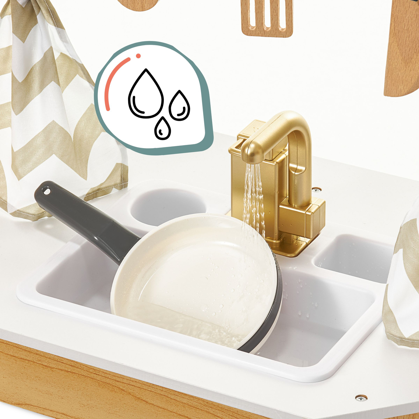 XXXXL grande cucina interattiva in legno con illuminazione a LED, lavatrice, macchina del caffè a microonde e set di frutta e verdura - 50 elementi