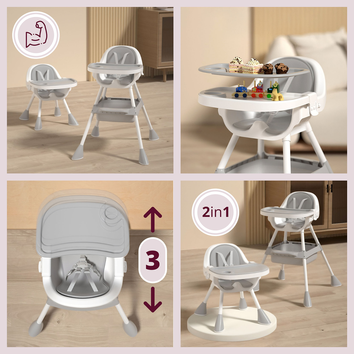 Moby-System Magnolia 2-in-1 seggiolone regolabile - grigio