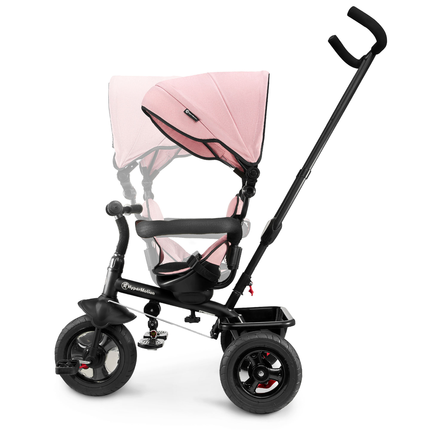 Triciclo per bambini 1-4 anni - TOBI FREY - colore rosa - girevole - ruote pompate + spintore