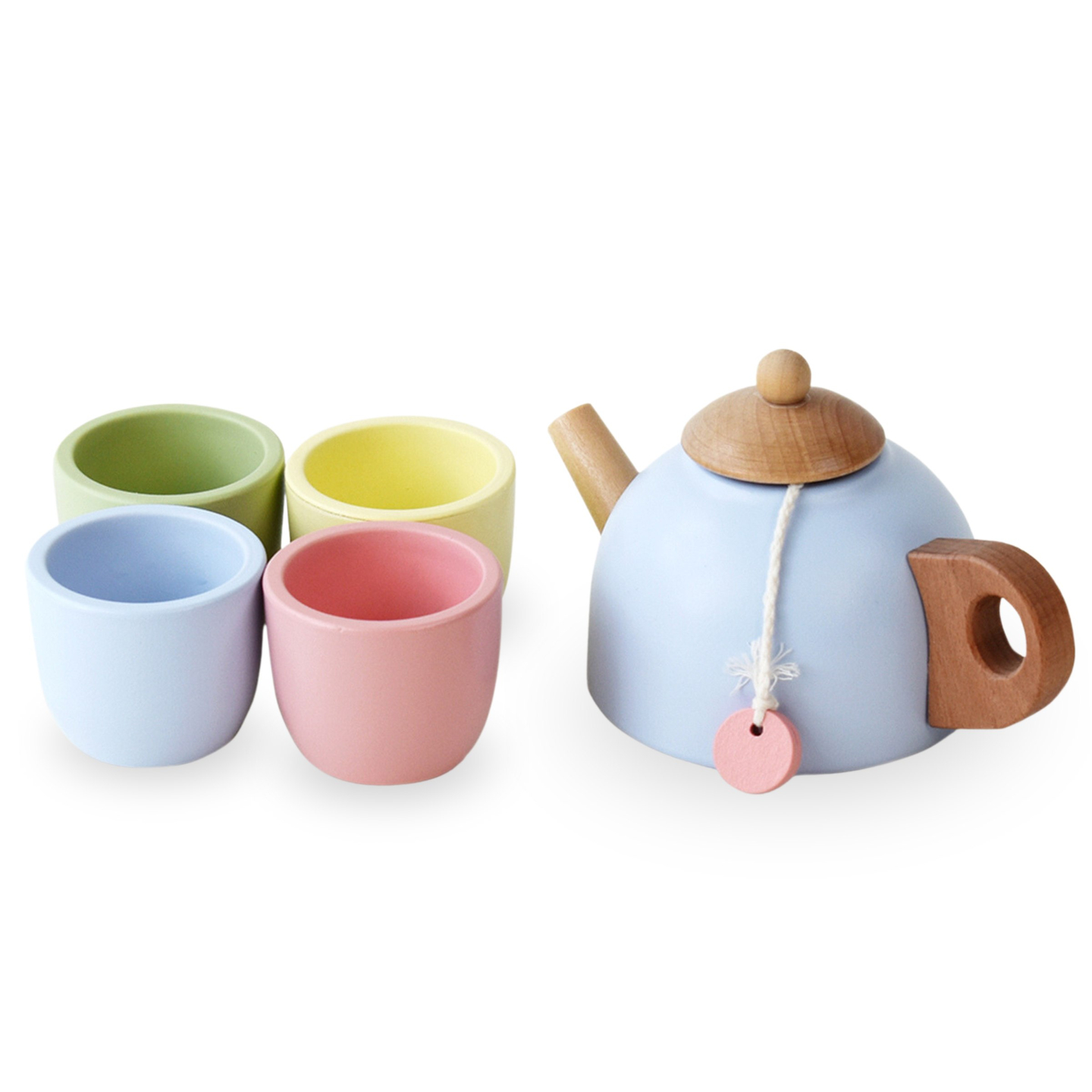 Servizio da tè in legno con vassoio - 7 articoli