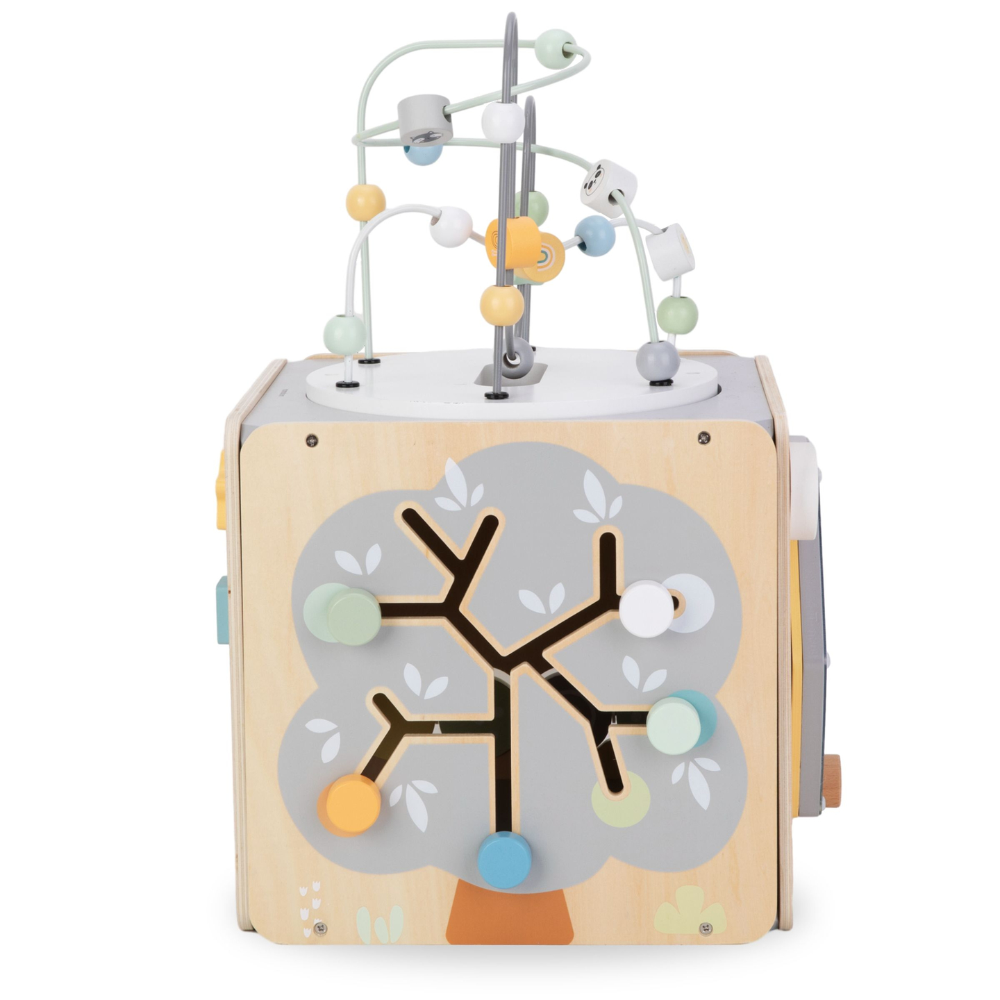 Cubo attività grande in legno con anello - Montessori