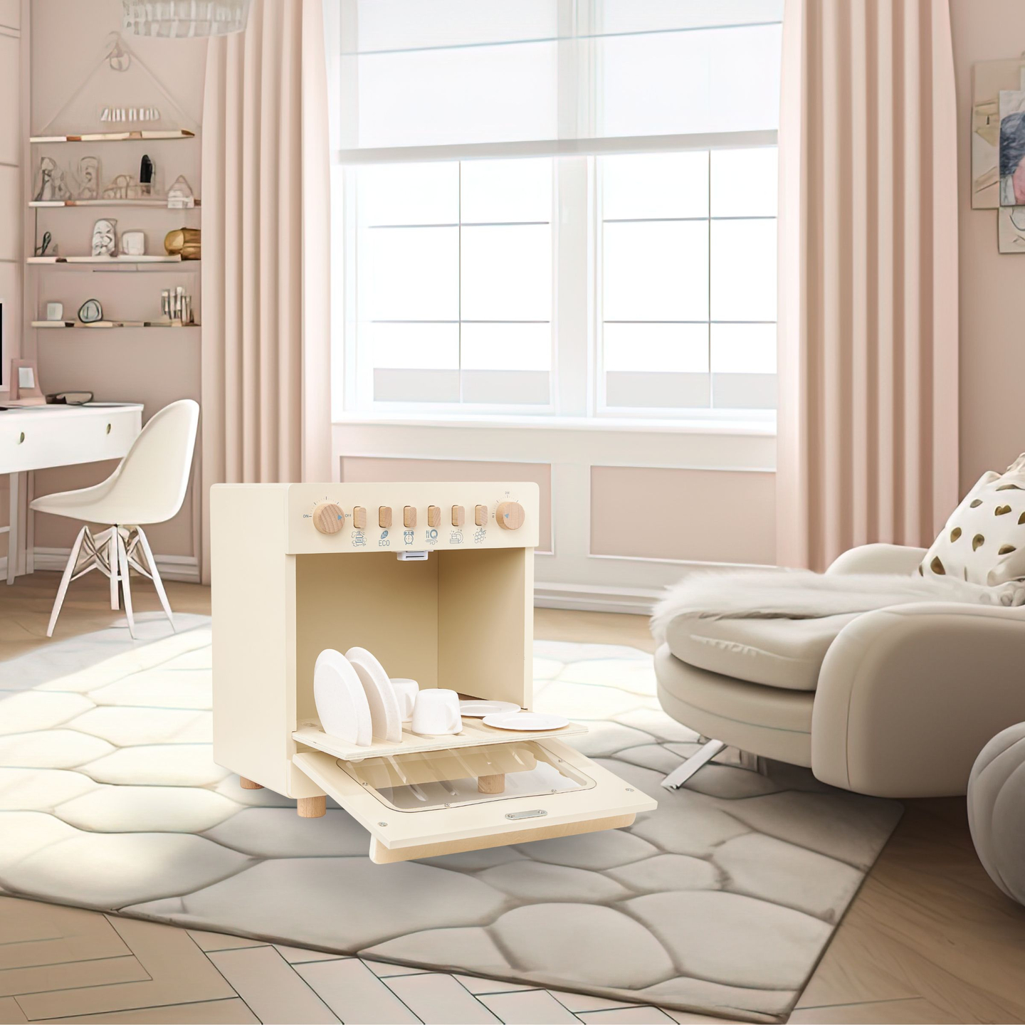 Lavastoviglie in legno con accessori