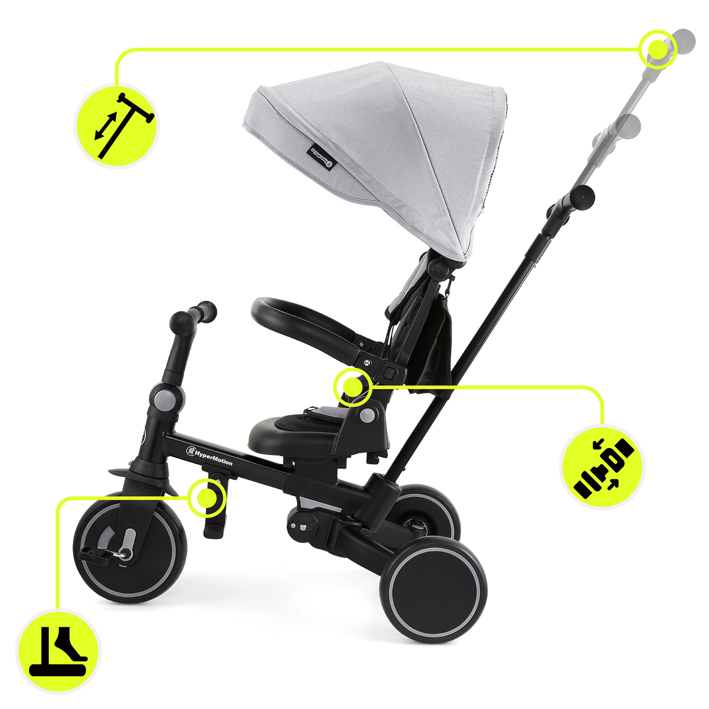 Triciclo multifunzionale 8in1 TOBI FOREST - grigio