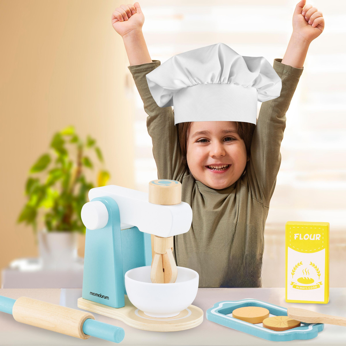 Miscelatore in legno con accessori