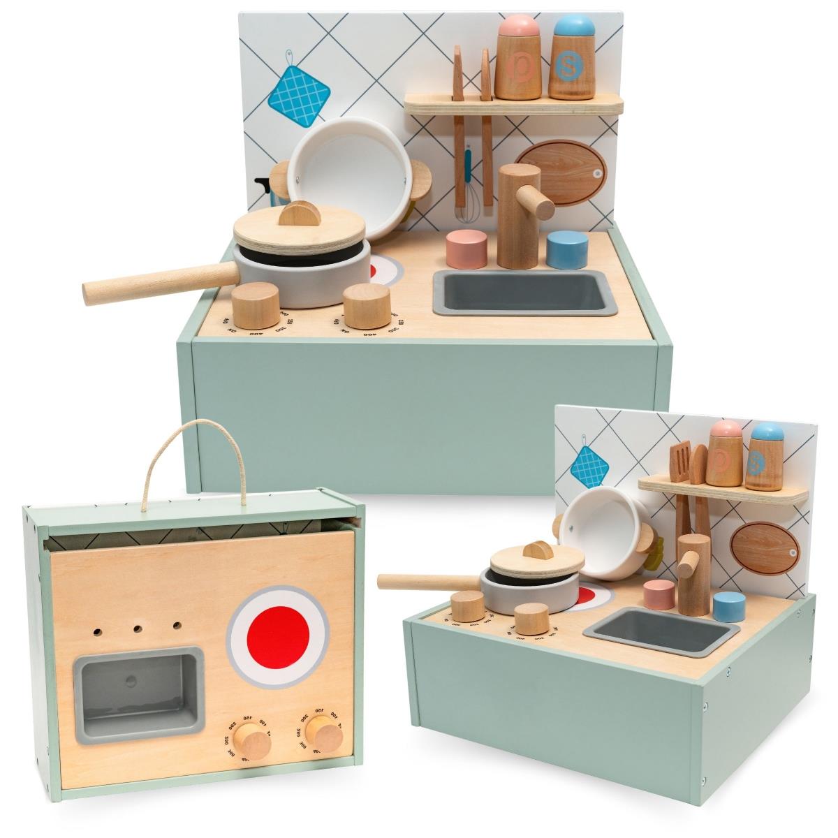 Mini cucina in legno con accessori - pieghevole