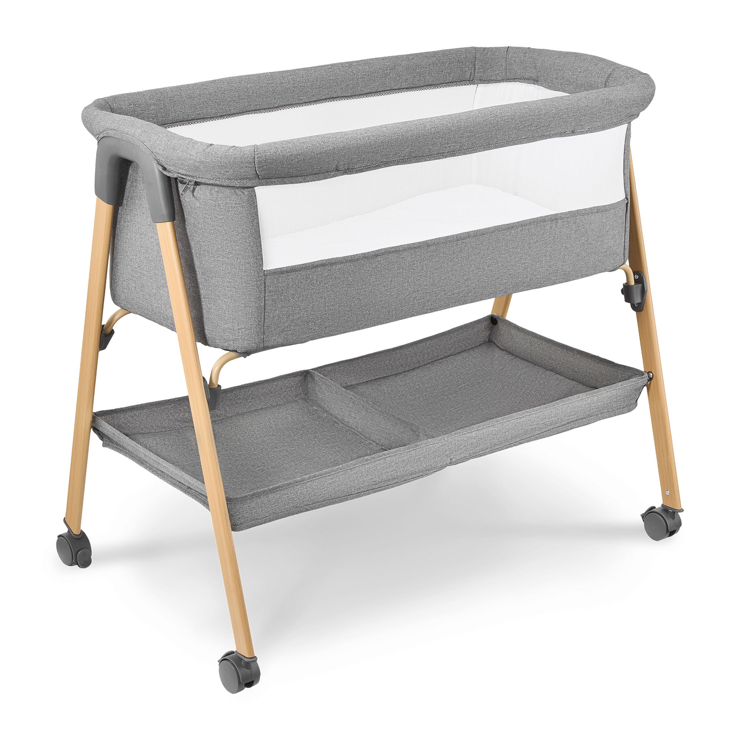 Lettino per bambini, indipendente, lettino da viaggio, culla con materasso - grigio