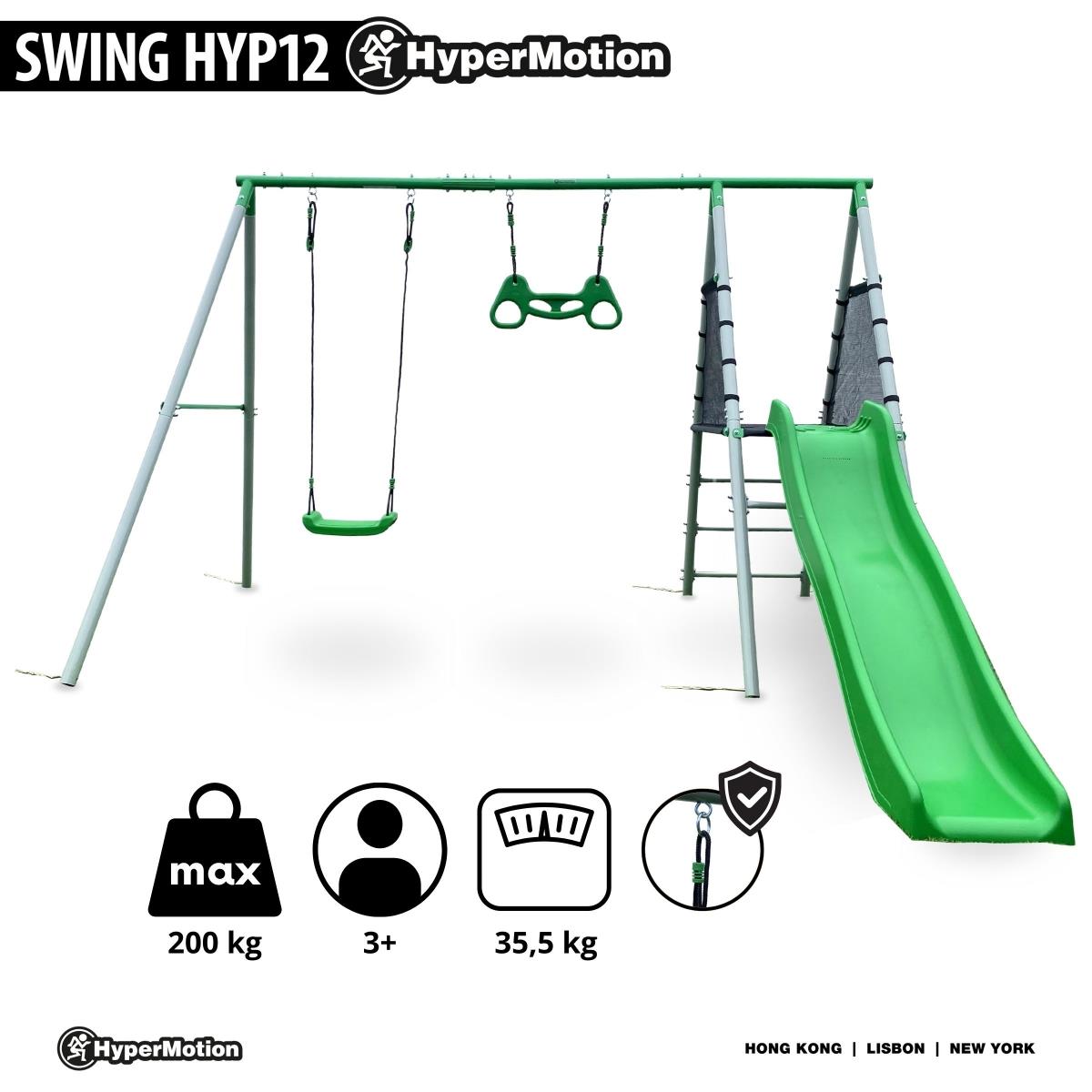 Parco giochi XXL per bambini in giardino con altalena, trapezio ginnico e scivolo